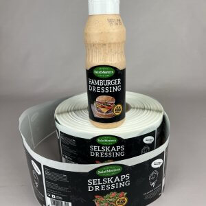 Bilde viser Hamburger dressing med etikett laget Ellco